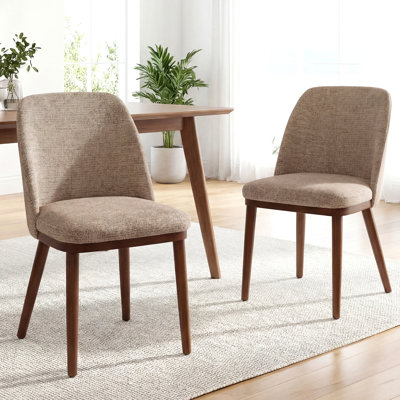 48cm H Fabric Upholstered Dining Chair Solid Wood Side Chair