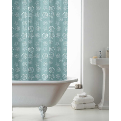 Seashells Blue PEVA Shower Curtain