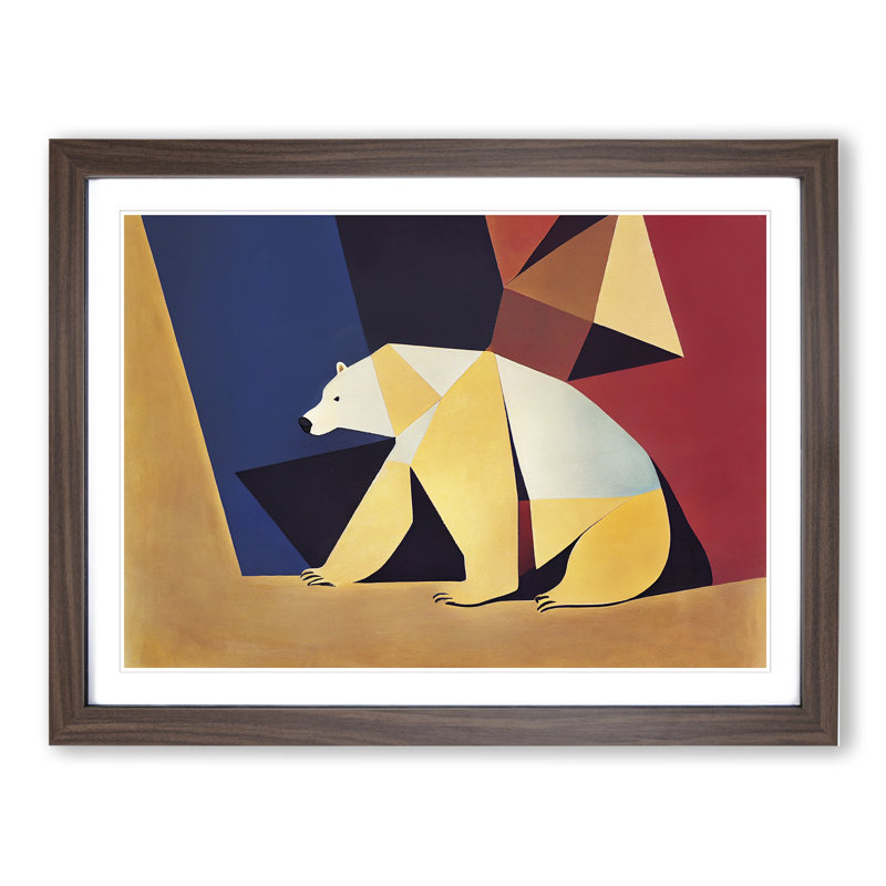 Cool Abstract Polar Bear - Framed Print, 25cm H x 34cm W x 2cm D, Walnut
