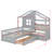 Twin-Sized House Bed With  Sofa, Children's Platform Bed Featuring Two Drawers And A Shelf-2126962668
