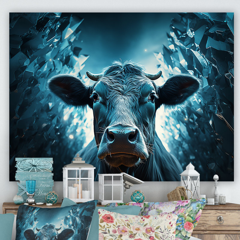 Portrait d'une vache bleue, Toile tendue, H 24 po x l 32 po