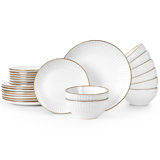 24 Piece Stoneware Dinnerware Set, Plates and Bowls Set for 8