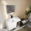 Meuble-lavabo mural moderne avec lavabo, blanc brillant et gris, compact pour salle de bain