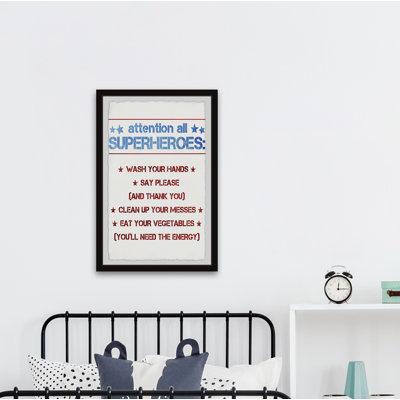 «Superhero House Rules», reproduction encadrée
