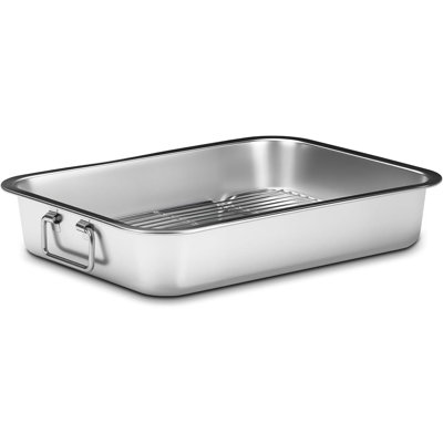 16.6x12.6 Heavy Duty Roasting Pan with 2CM Steel Rack - Non-Toxic Large Turkey Roaster