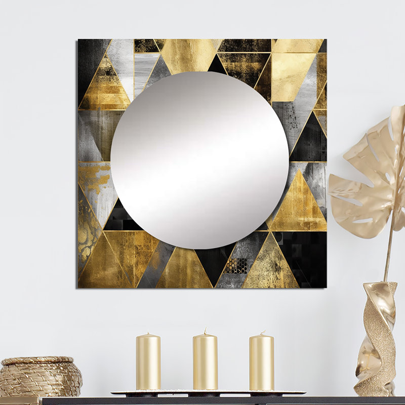 Figuroa - Grand miroir mural carré géométrique moderne pour chambre à coucher, 29 po x 29 po