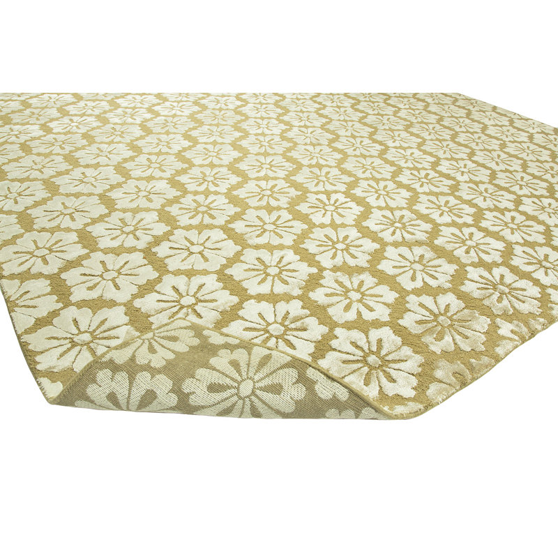 Floral Area Rug in Gold, Rectangle 8' x 10'