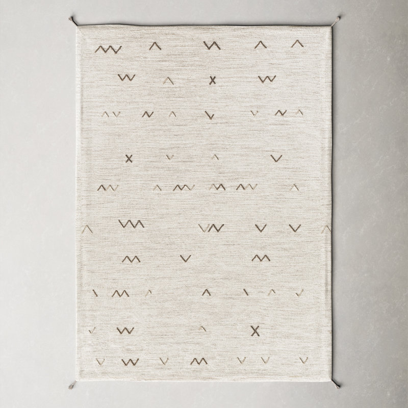 Bodie Southwestern Handwoven Wool Area Rug in Light Gray/Light Brown, Rectangle 8' x 11'
