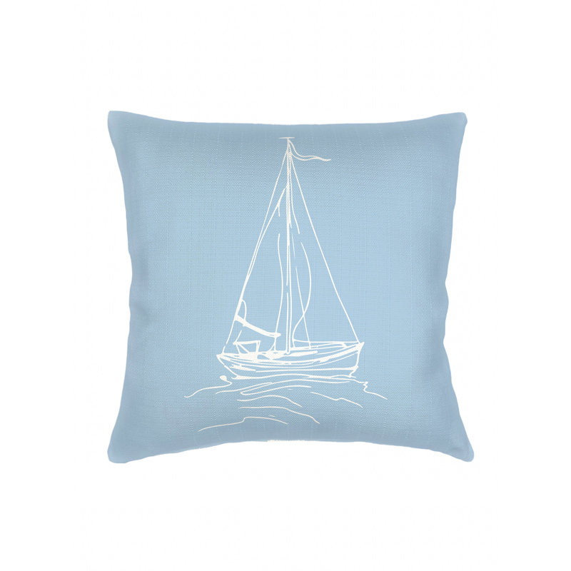 Oreiller en lin bleu 20 x 20, Blue, Polyester