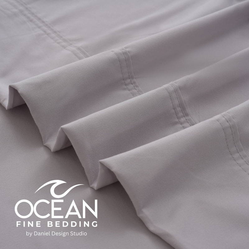 OCEAN FINE BEDDING Microfiber Flatweave Sheet Set, King Sheet Set with 2 Pillowcases, Gray