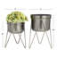 Ensemble de 2 pots d'intérieur et d'extérieur en métal avec support amovible-60663461