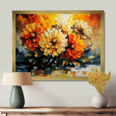 Abstrait orange Dahlia lueur III - Dahlia, reproduction d'art sur toile