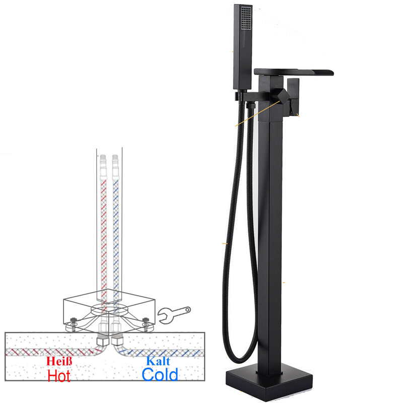 Pallesen Floor Waterfall Faucet Bath Filler with Diverter