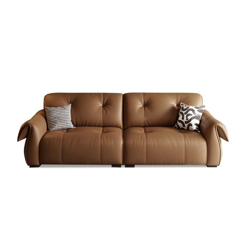 Coffee Genuine Leather Modular Sofa cushion couch