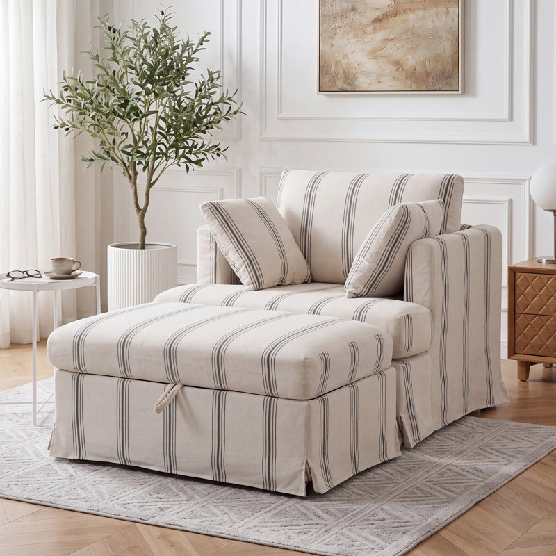 Fauteuil de lecture Coastal Accent, Beige With Stripes