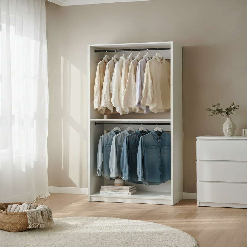 Penderie 32 "en bois blanc avec deux tringles