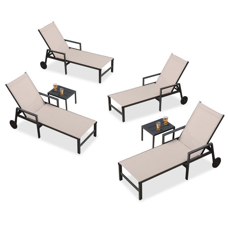 Chaise longue inclinable longue de 76,77 po Jahnya, Beige