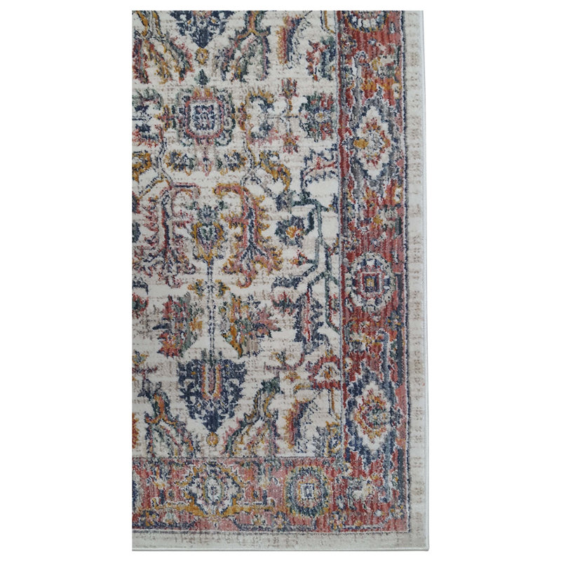 Oriental Machine-Made Ivory / Red, Runner 2'8" x 8'
