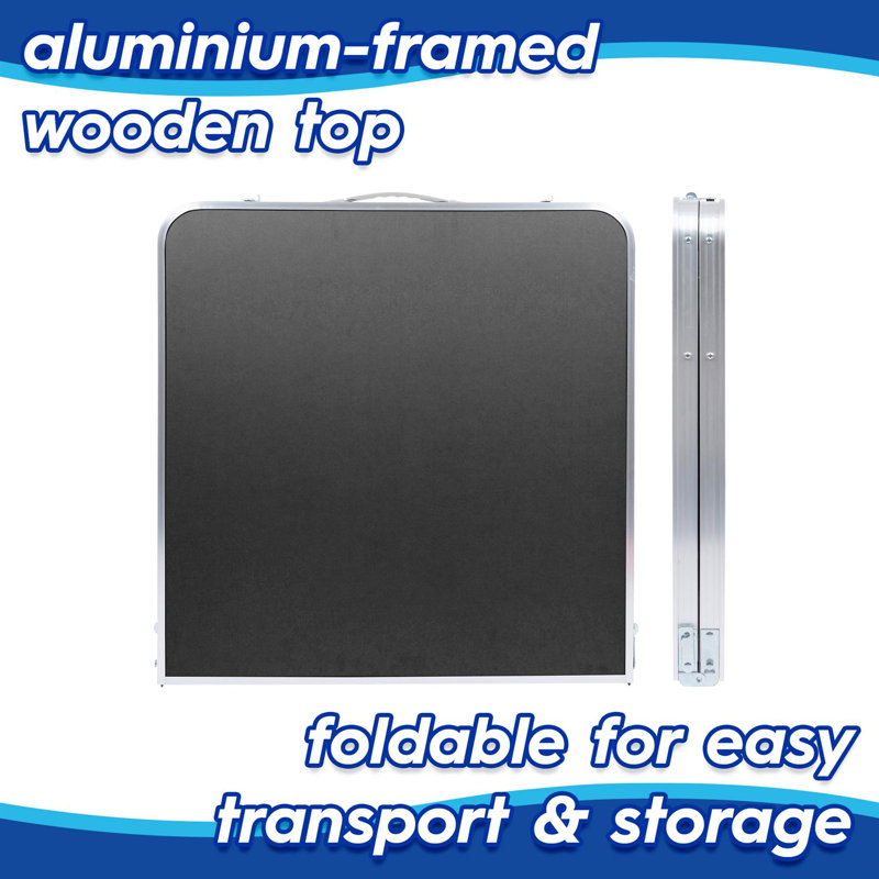 120cm Rectangular Adjustable Folding Table, Black