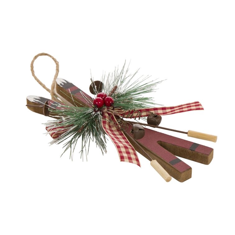 The Holiday Aisle Wooden Skis Shaped Ornament