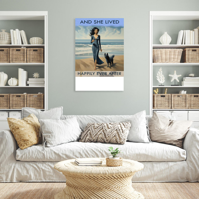 «Black Dog And She Lived Happily Ever After», reproduction d'art graphique sur toile tendue 1 pièce