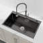 Évier de cuisine en acier inoxydable, simple cuve de 30 po x 19 po, fait à la main sur mesure en noir, avec bonde et crochet standards américains