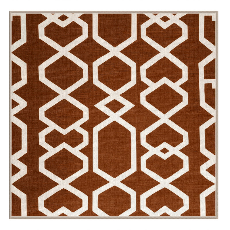 Tapis brun treillis lavable à la machine, Carré 6 pi