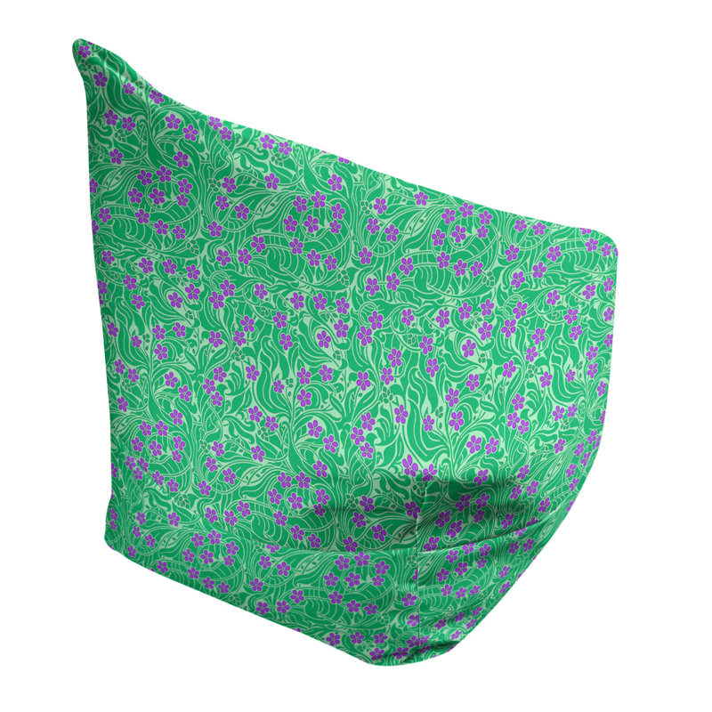 Sac de pois Leffel, H 38 po x l 42 po x P 29 po, Housse de pouf, Bleu vert / mauve