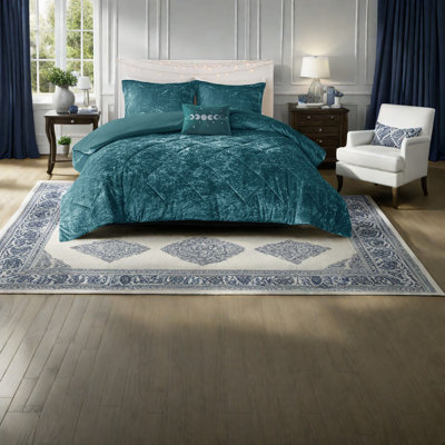 Luxurious Velvet Bedding Sets, Teal Polyester, Elegant Bedroom Decor