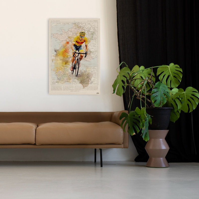 «Dynamic Cycling France Map», reproduction d'art murale rétro classique, 48" H x 32" W