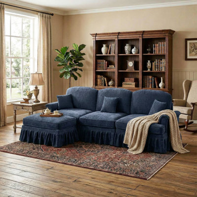 Chenille Modular Sectional Sofa Couch with Ottoman