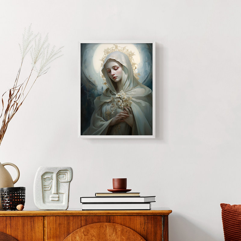 Série Religious LV - reproduction encadrée de qualité supérieure - prête à être accrochée - aucun clou requis, Blanc / Blanc