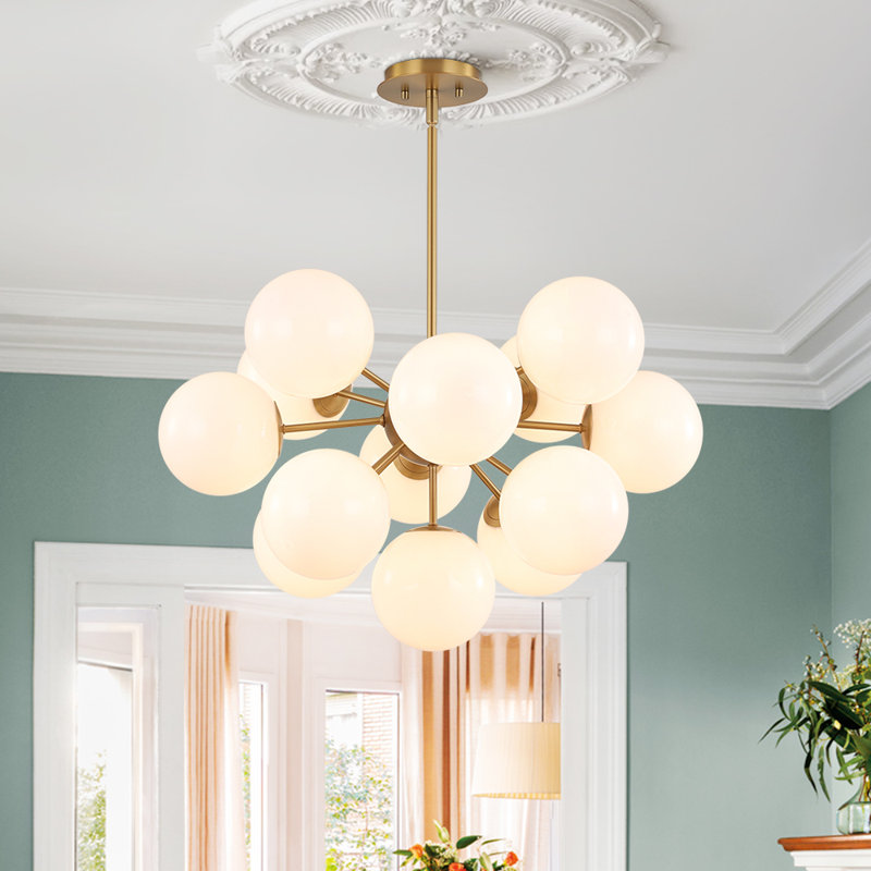 Lustre en forme de globe spoutnik 13 lumières Kohlmeier , Brushed Gold