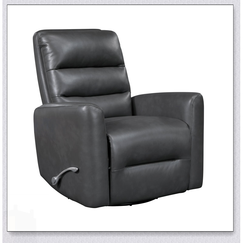 Glider Reclining Chair With Swivel Motion, Gray Breathable Faux Leather Upholstery For Luxury Living Room And Movie Watching