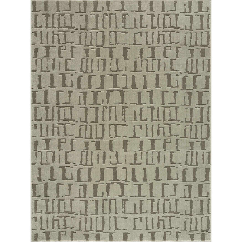 Tapis à motif géométrique lavable à la machine Lyna, Green 1, Rectangle 7'10'' x 10'