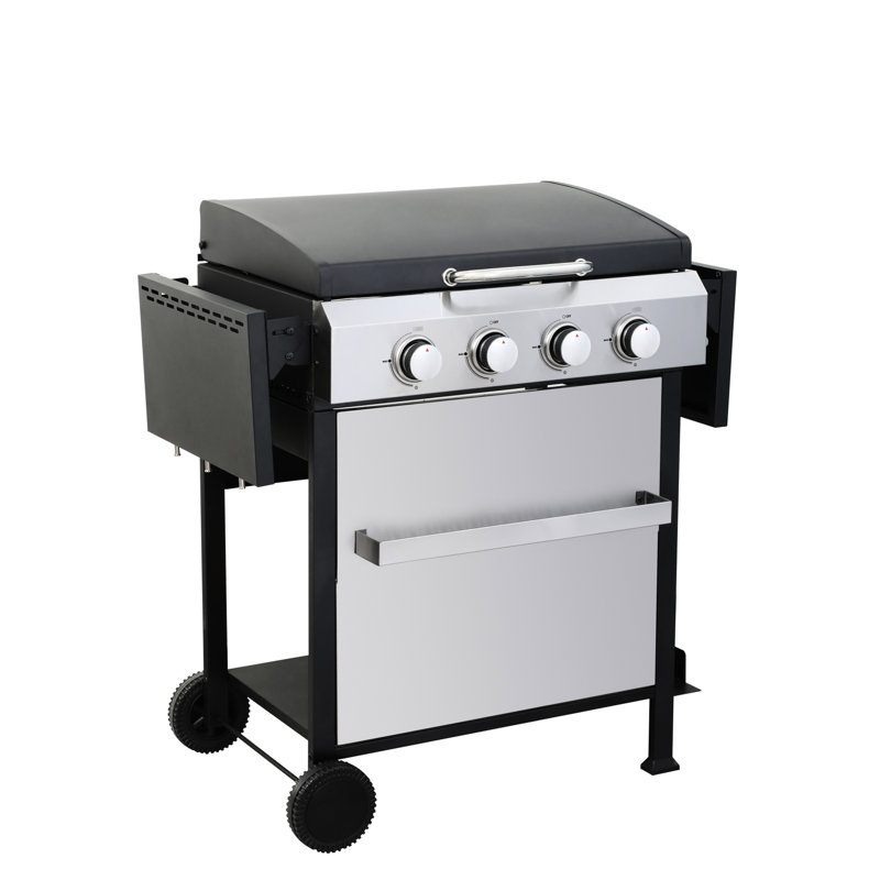 Barbecue au gaz propane 49200Btu, 4, grilles de cuisson en émail, table d'appoint pliable, panier suspendu pour la joie extérieure 49200Btu, grille