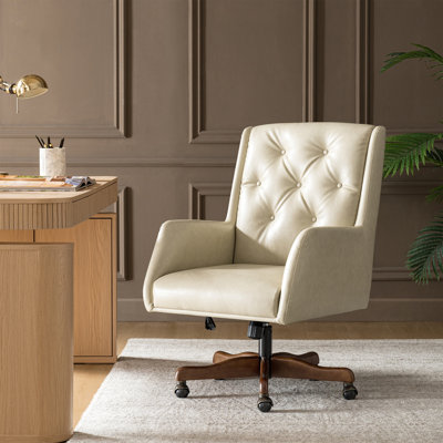 Kairos Transitional Swivel Desk Chair with Adjustable Height and Button-Tufted Backrest by Canora Grey