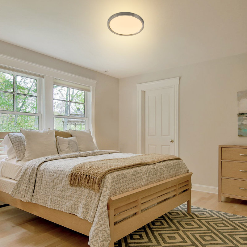 Modern Round LED Flush Mount Ceiling Light, 3000K Warm White Ceiling Lamp, Brushed Nickel Finish, 10-100% Dimmable, 11/13 Inch, Slim Lighting Fixture for Indoor Spaces