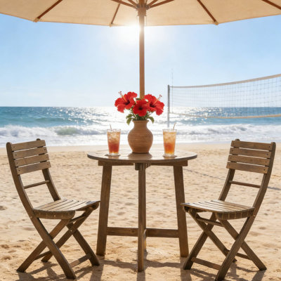Half-Round Foldable Bistro Set For Balcony Evening Relaxation & Backyard Space-Saving Dining