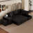 104" Modern L-Shape 3 Seat Reversible Sectional Couch, Pull Out Sleeper Sofa With Storage Chaise And 2 Stools For Living Room Furniture Set, Charcoal Grey
