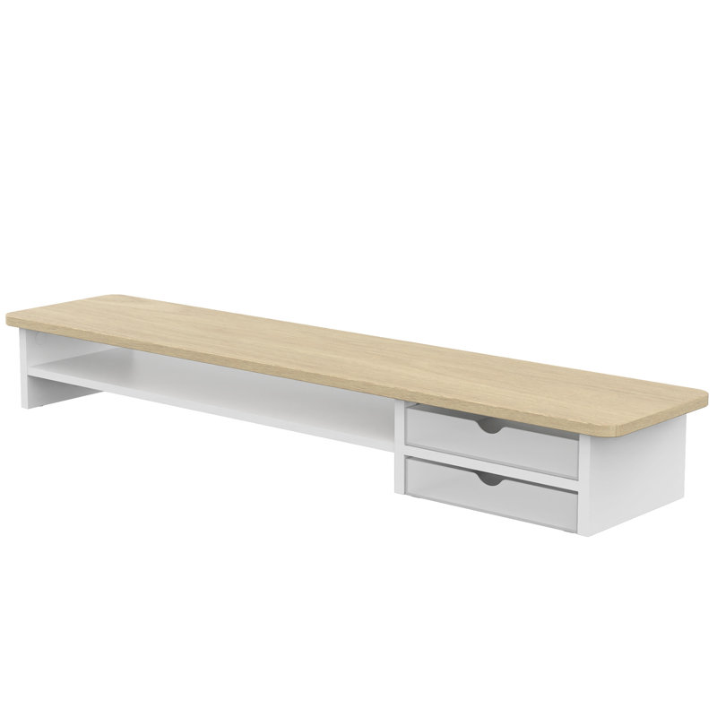 Grand support pour écran avec tiroir en acrylique, Beige