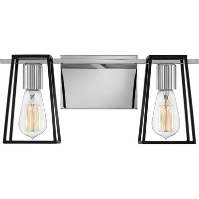 Luminaire de salle de bain 2 lumières Hinkley Filmore - Chrome avec détails noirs, fixation murale haut / bas