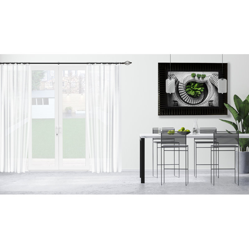 Jetta Adjustable 317.5cm to 546.1cm 4.83cm Single Curtain Pole, Black, 170 cm - 300 cm W x 1.6 cm - 1.9 cm H