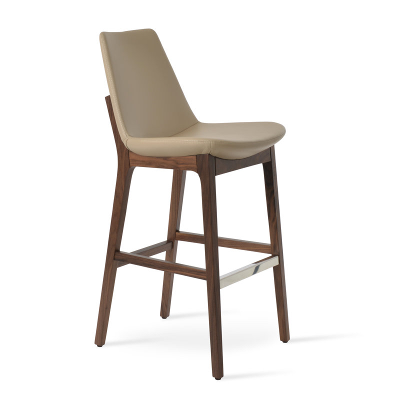 Tabouret Eiffel en similicuir PPM, Brun, Noyer, Tabouret de bar (siège d'une hauteur de 29 po)