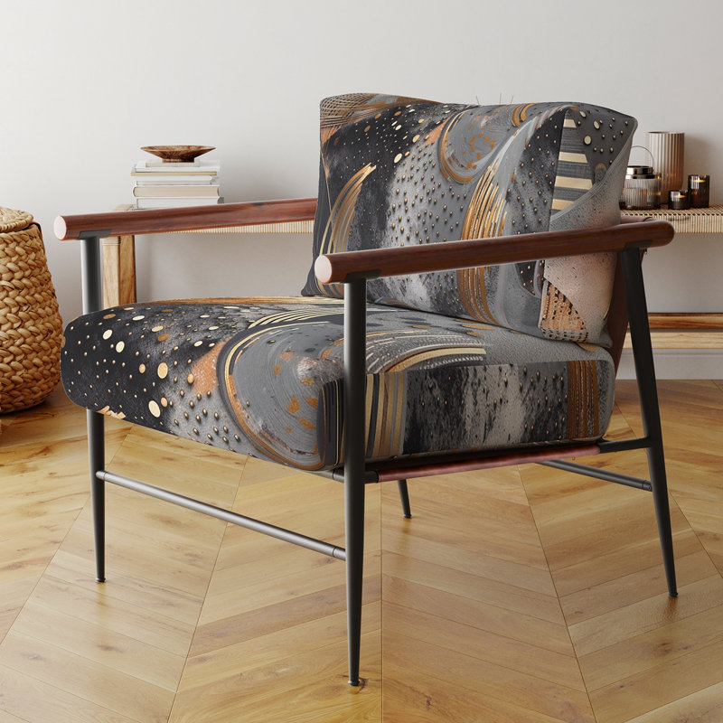 Fauteuil d'appoint rembourré Soft Colors Marble Abstract III, Noir