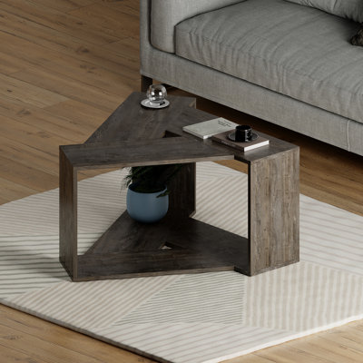 Trio Floor Shelf Coffee Table with Unique Triangular Prism Design