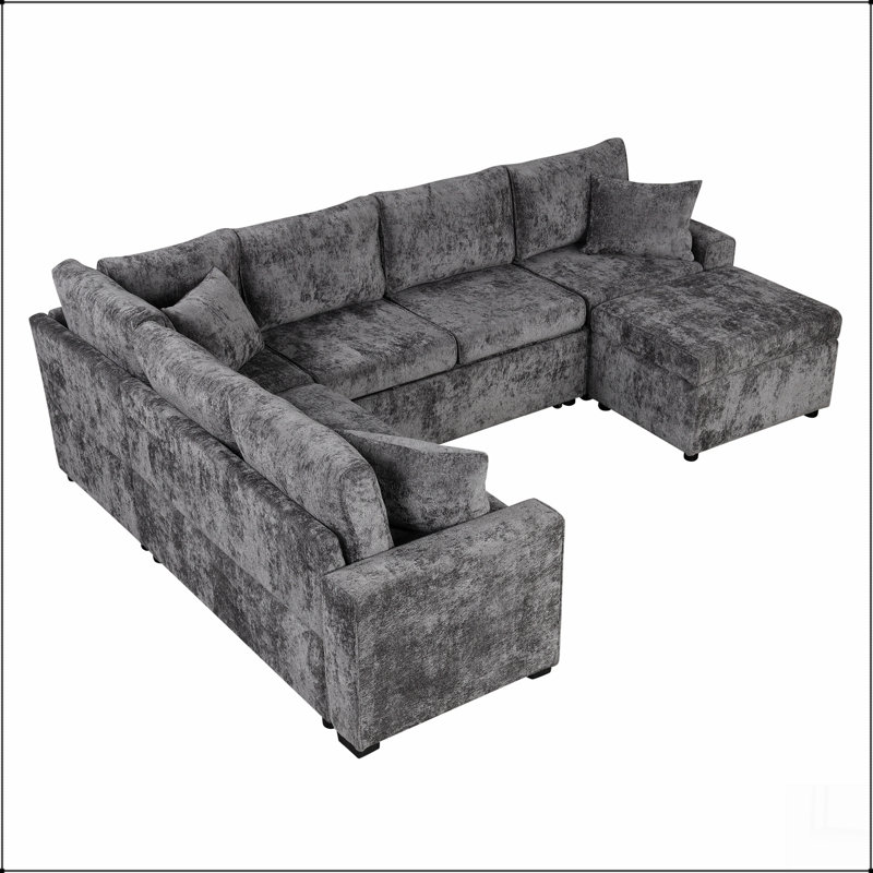 Divan-lit modulaire avec canapé-lit de rangement de 112,2 po, Gris