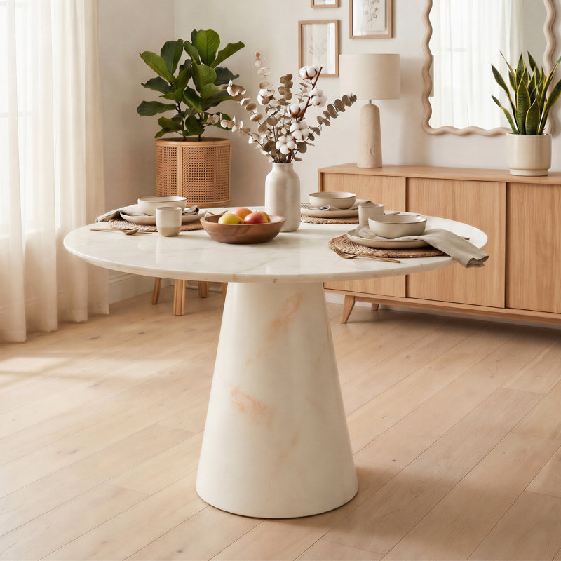 Belarmina Round Dining Table, Cream