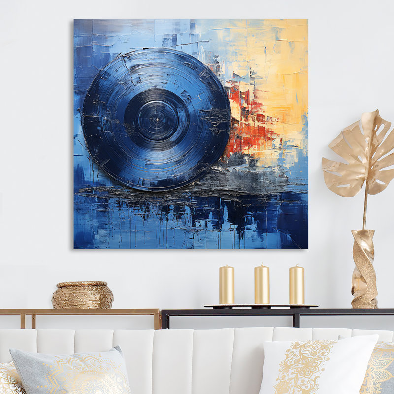 «Blue and Gold» vinyle disques 3 - disques vinyle, art mural en métal, H 16 po x l 16 po