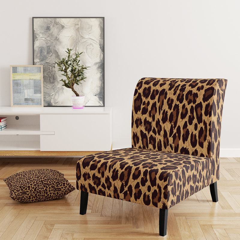 Leopard Fur II - Upholstered Cabin & Lodge Accent Slipper Chair